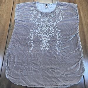 Elegant Gray Embroidered Women's Top